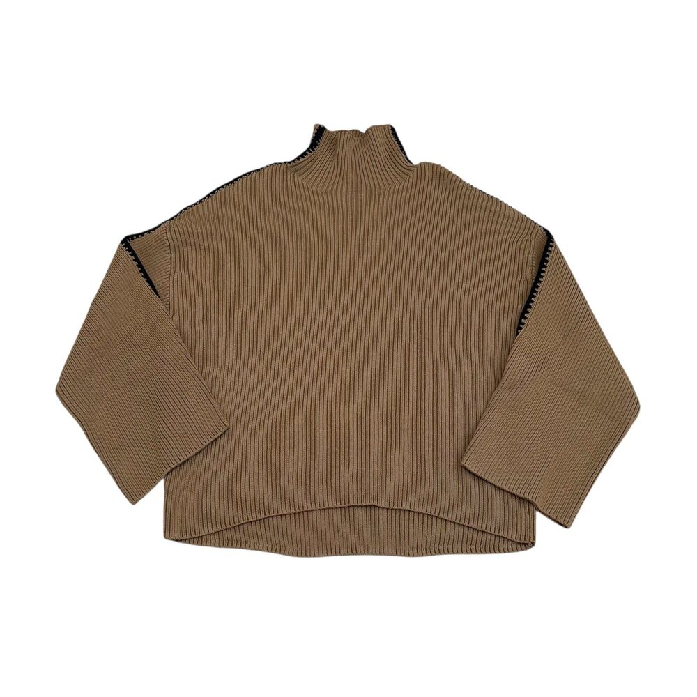 Rag & Bone Ally Whipstitch Detail Mock Neck Sweater Size L